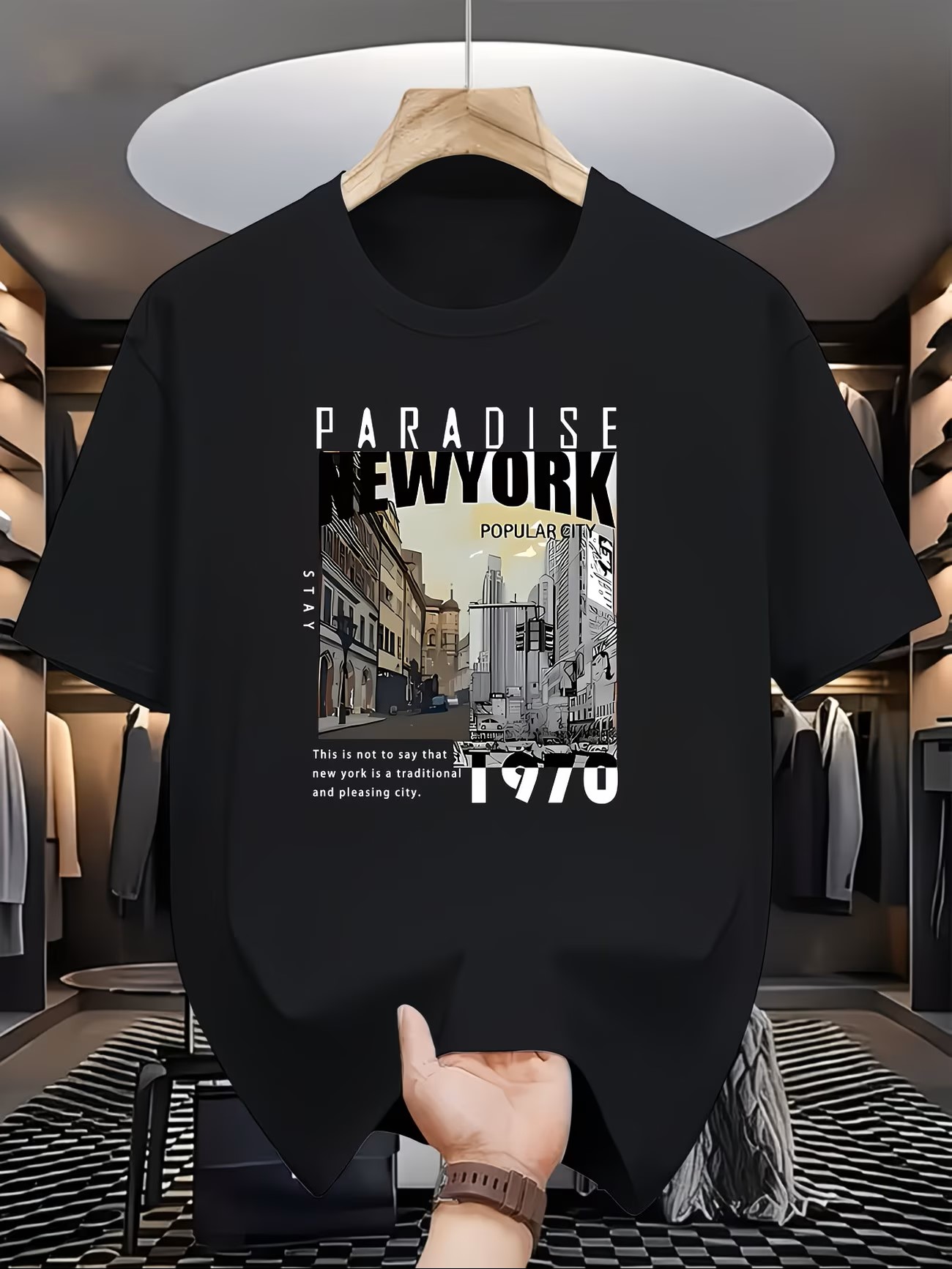Men'S Fashion New York - Camiseta masculina casual com estampa PARADISE