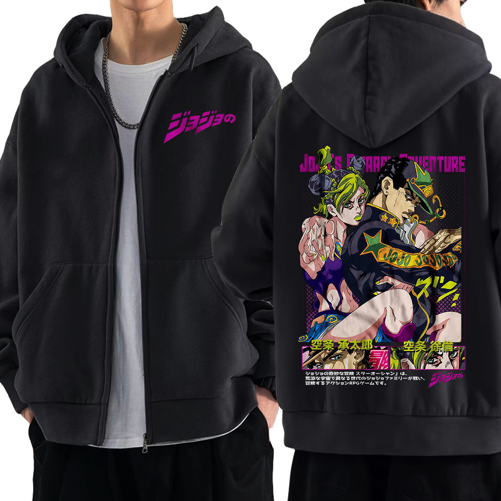 Mens Fashion Zip Up Hoodies - Anime jojo aventura bizarra zíper hoodies