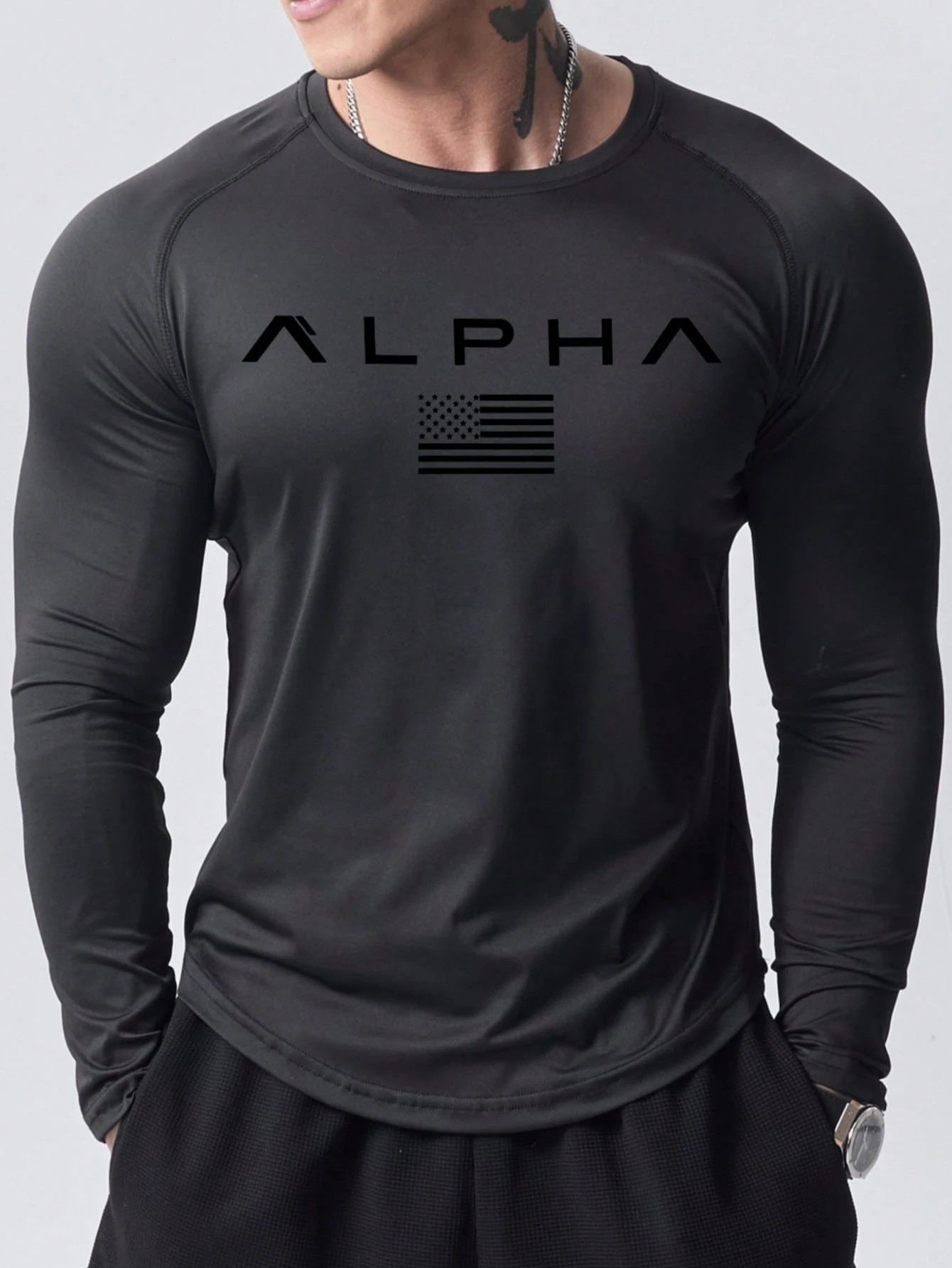 Mens Fashion Clothes - Nova camiseta masculina de manga comprida