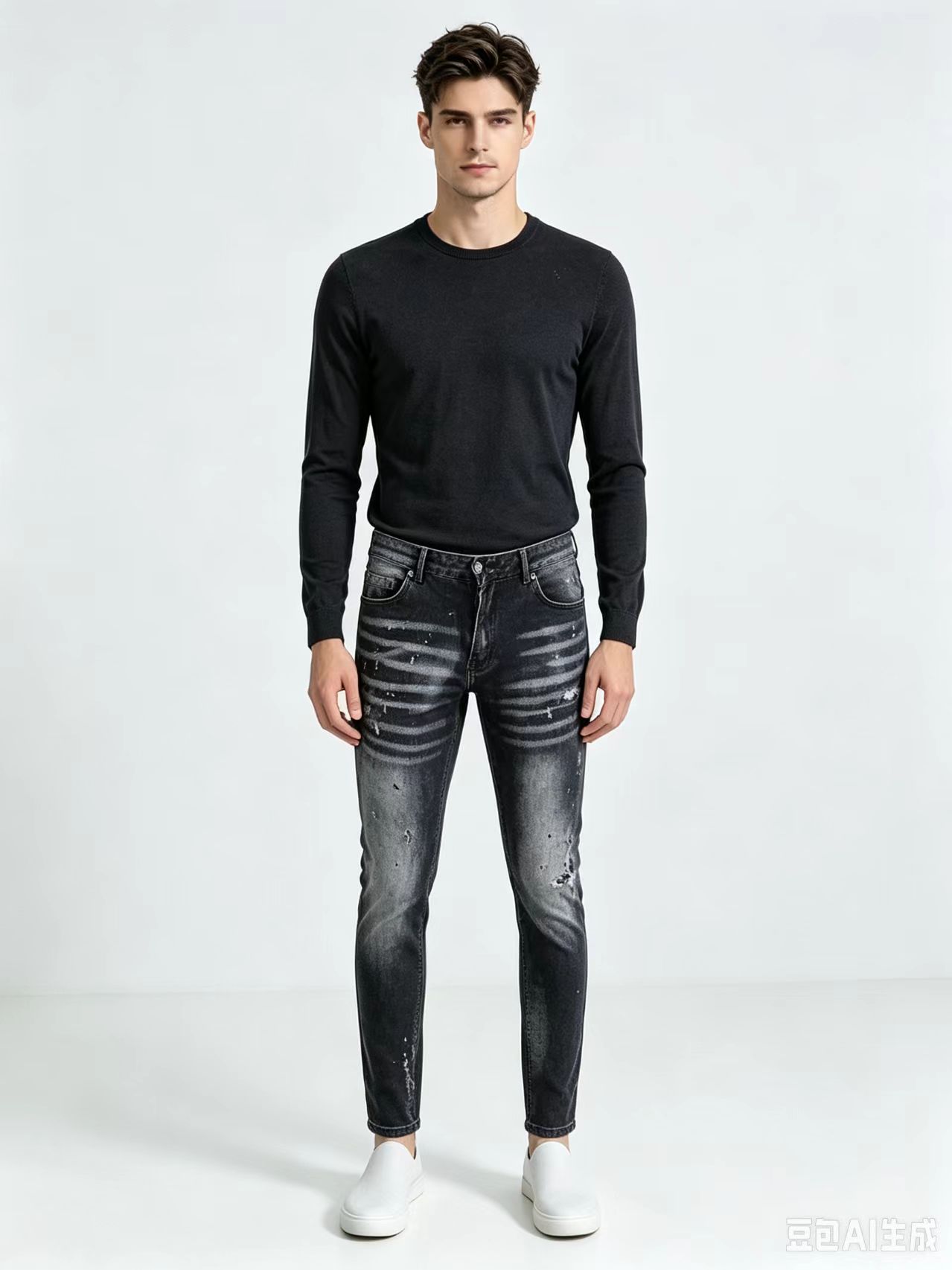 Men'S Fashion Grey Jeans - Calças Jeans Masculinas Estilo Hip Hop