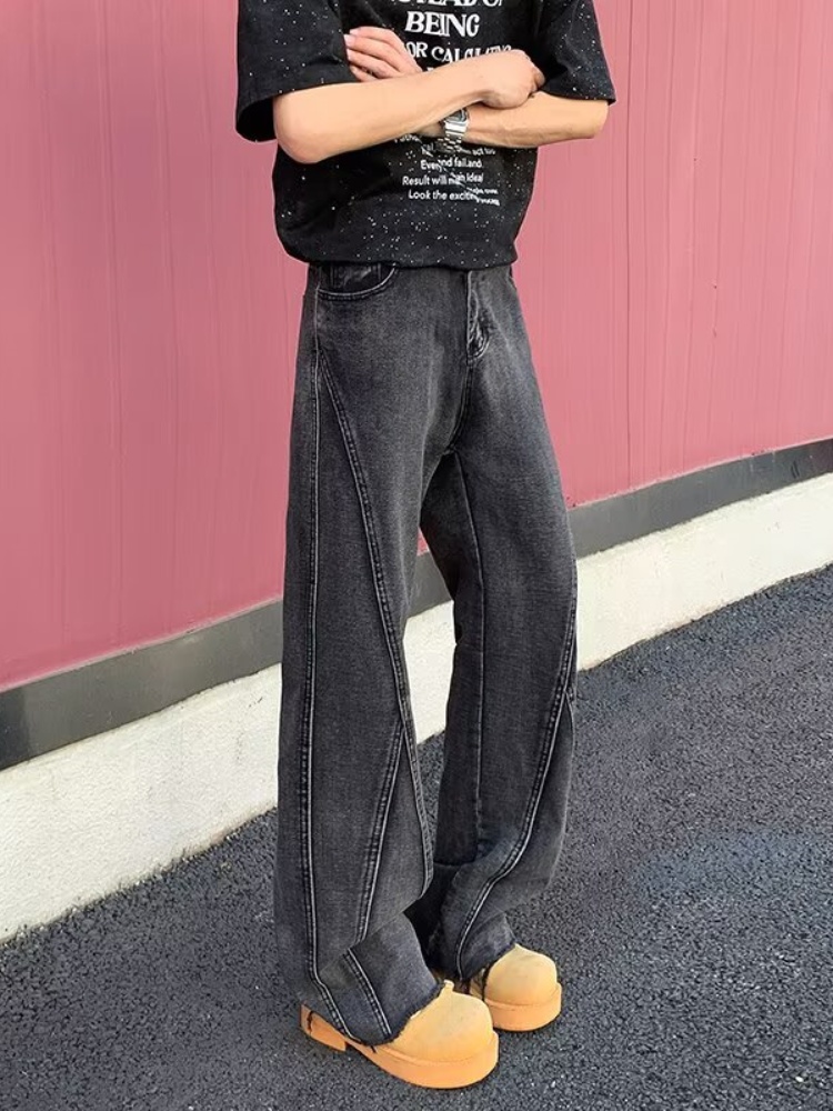 Calça Jeans Slim Empilhada Y2K - Men'S Fashion Grey Jeans avaliação e preço
