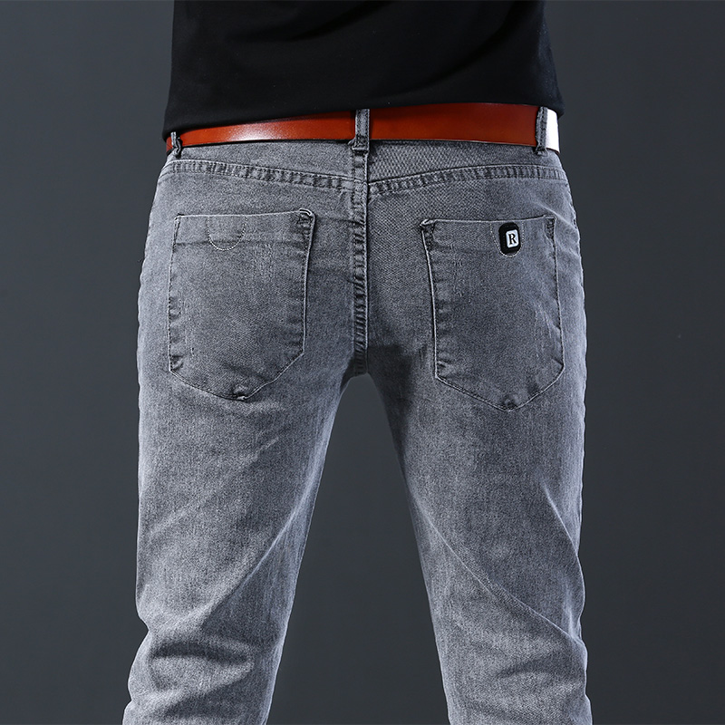 Calças Jeans Masculinas Slim E - Men'S Fashion Grey Jeans avaliação e preço