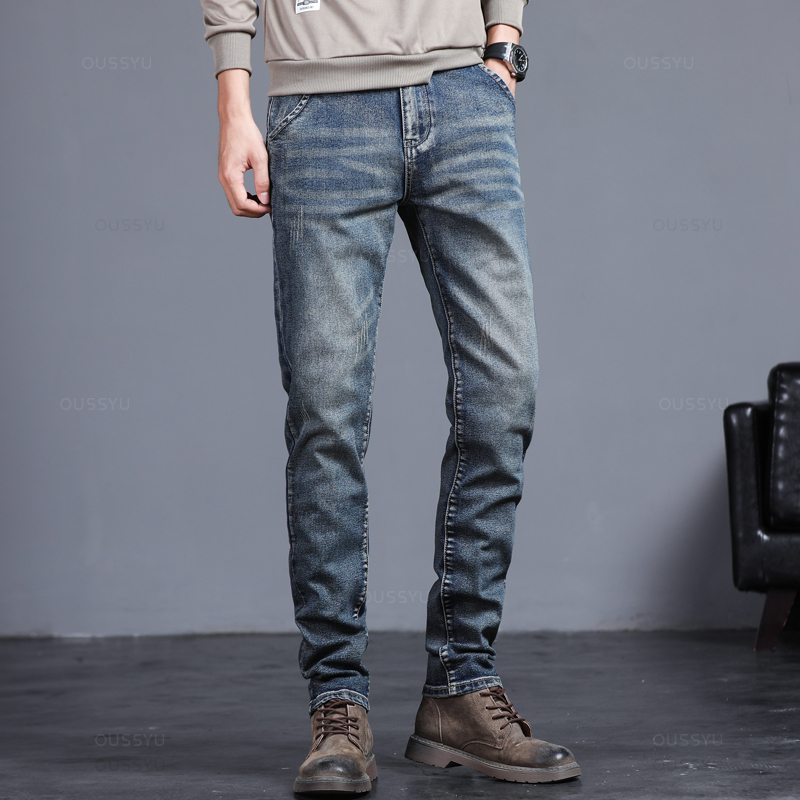 Outono inverno algodão masculi - Men'S Fashion Grey Jeans avaliação e preço