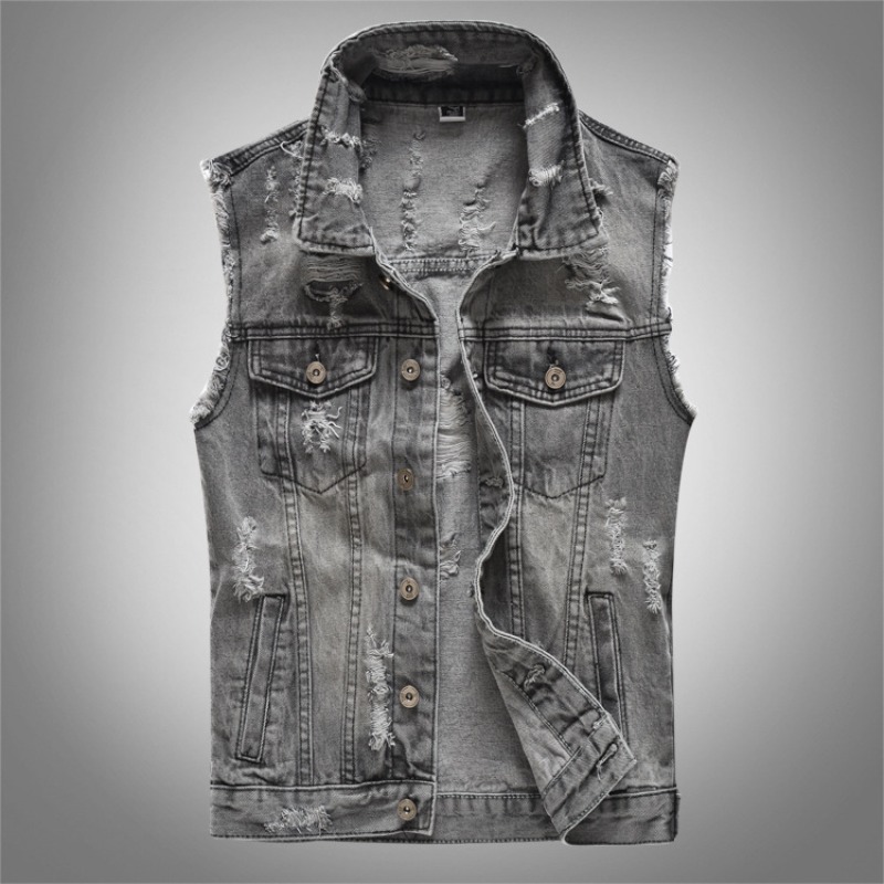 Novas Coletes de Jeans Retro C - Men'S Fashion Grey Jeans avaliação e preço